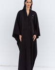 Flow Abaya in Black Stripe Satin