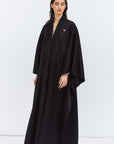 Flow Abaya in Black Stripe Satin