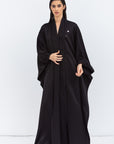 Flow Abaya in Black Stripe Satin