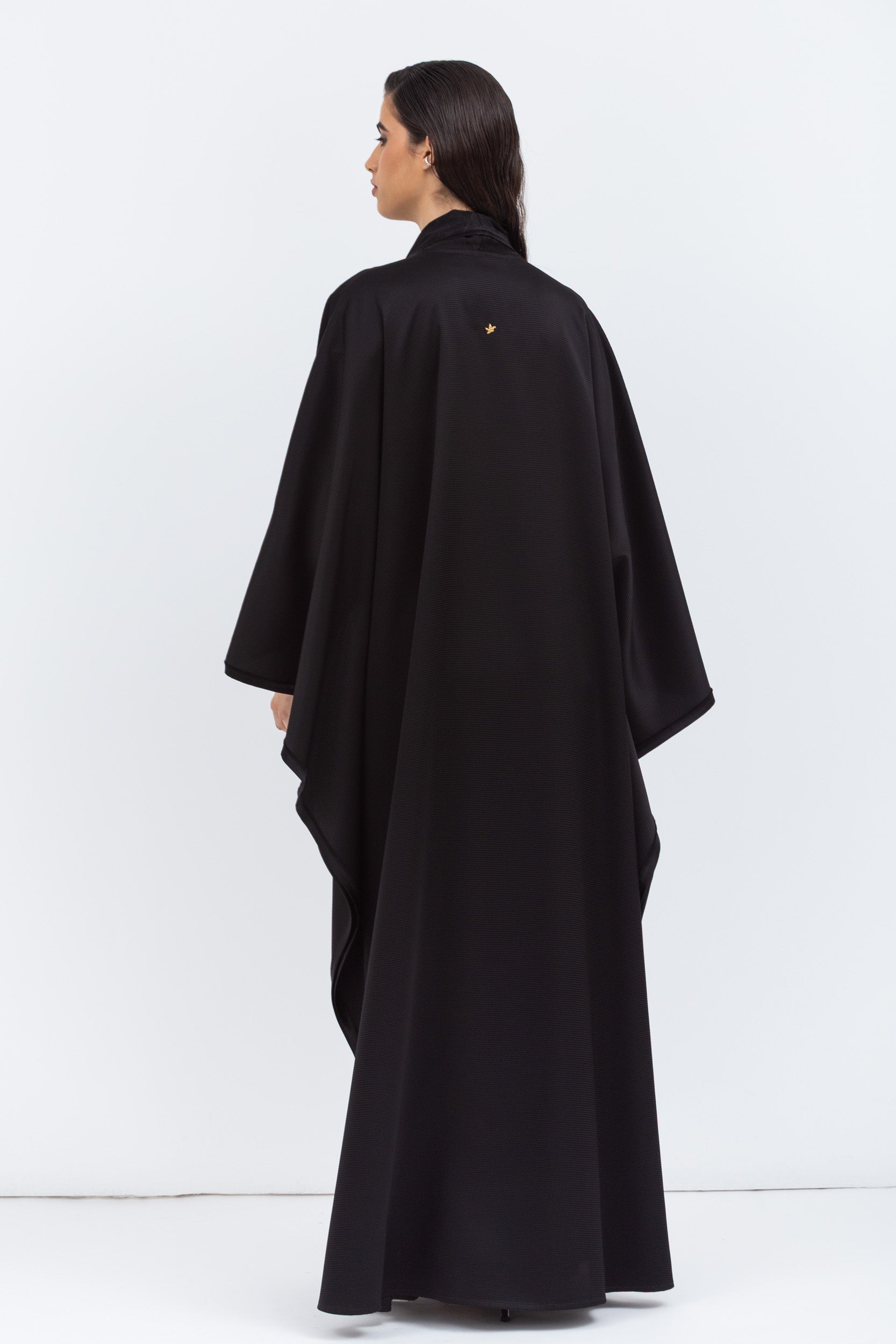 Flow Abaya in Black Stripe Satin