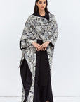 Reversible Shawl Abaya with Floral Pattern