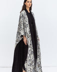 Reversible Shawl Abaya with Floral Pattern