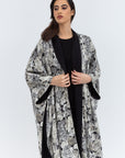 Reversible Shawl Abaya with Floral Pattern