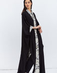 Reversible Shawl Abaya with Floral Pattern