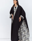 Reversible Shawl Abaya with Floral Pattern