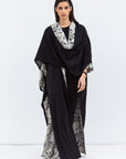 Reversible Shawl Abaya with Floral Pattern