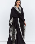 Reversible Shawl Abaya with Floral Pattern