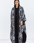 Reversible Shawl Abaya with Blue Pattern