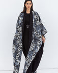 Reversible Shawl Abaya with Blue Pattern
