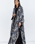 Reversible Shawl Abaya with Blue Pattern