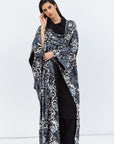 Reversible Shawl Abaya with Blue Pattern