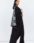 Reversible Shawl Abaya with Blue Pattern