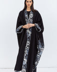 Reversible Shawl Abaya with Blue Pattern