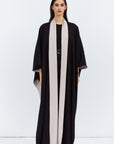 Reversible Shawl Abaya in Black Mauve