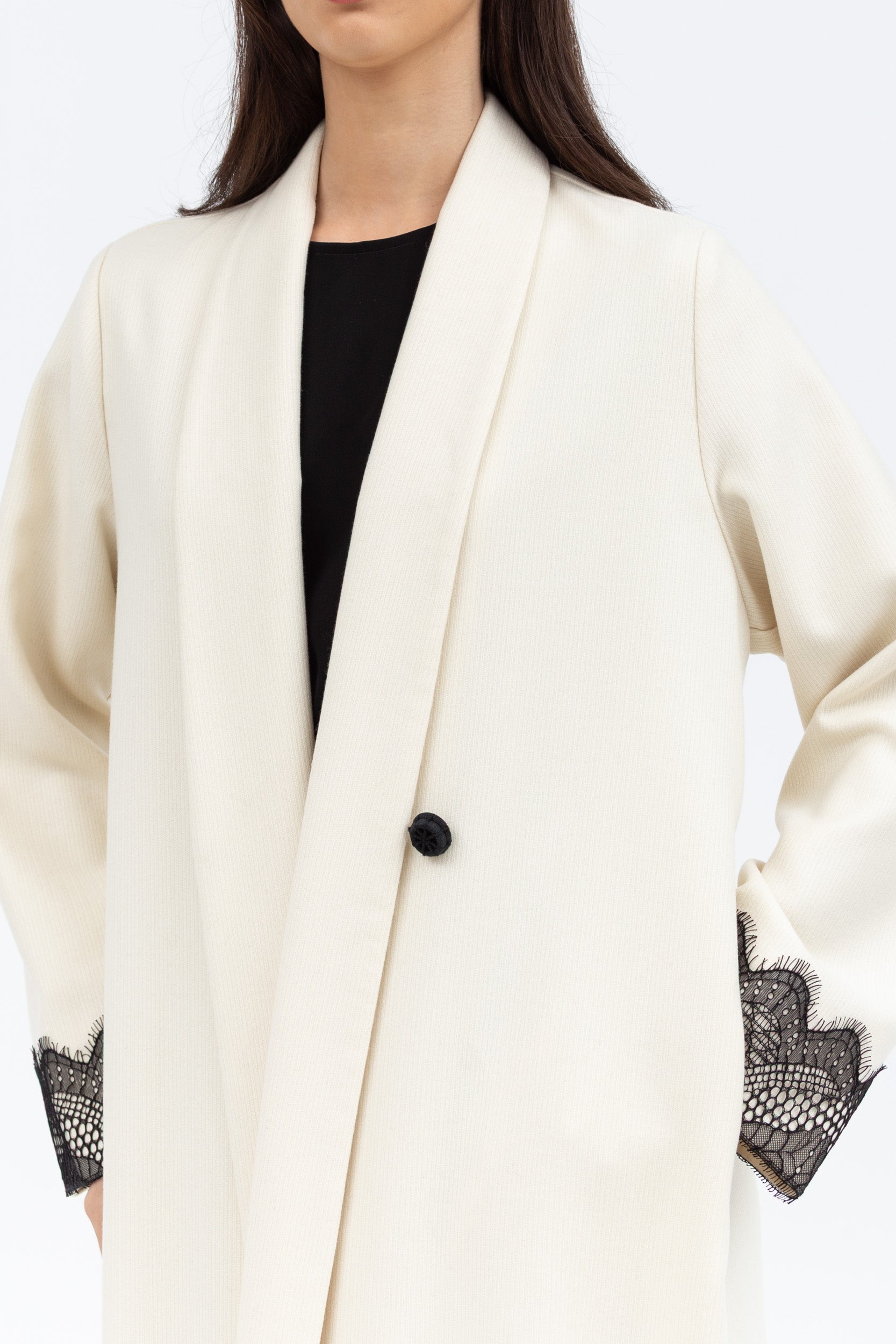 Ivory Lace Winter Abaya