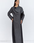 Shawl Abaya in Stripy Black Gray