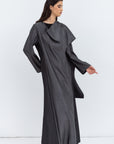 Shawl Abaya in Stripy Black Gray