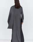 Shawl Abaya in Stripy Black Gray