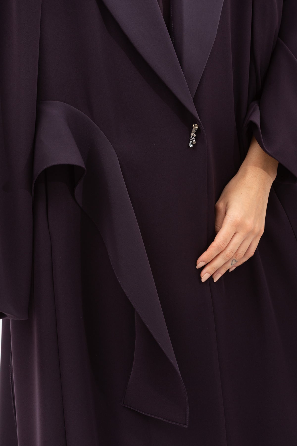 Tuxedo Abaya with Sash in Dark Purple