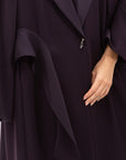 Tuxedo Abaya with Sash in Dark Purple
