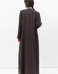Winter Coat Abaya with Satin Collar in Dark Grey