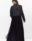 Top Jacket Abaya in Navy Jacquard RTW