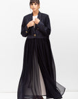 Top Jacket Abaya in Navy Jacquard RTW