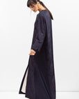 Front Closing Jacquard Abaya in Navy Blue