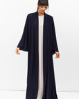 Fluid Shawl Lapel Abaya in Navy Blue