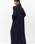 Fluid Shawl Lapel Abaya in Navy Blue