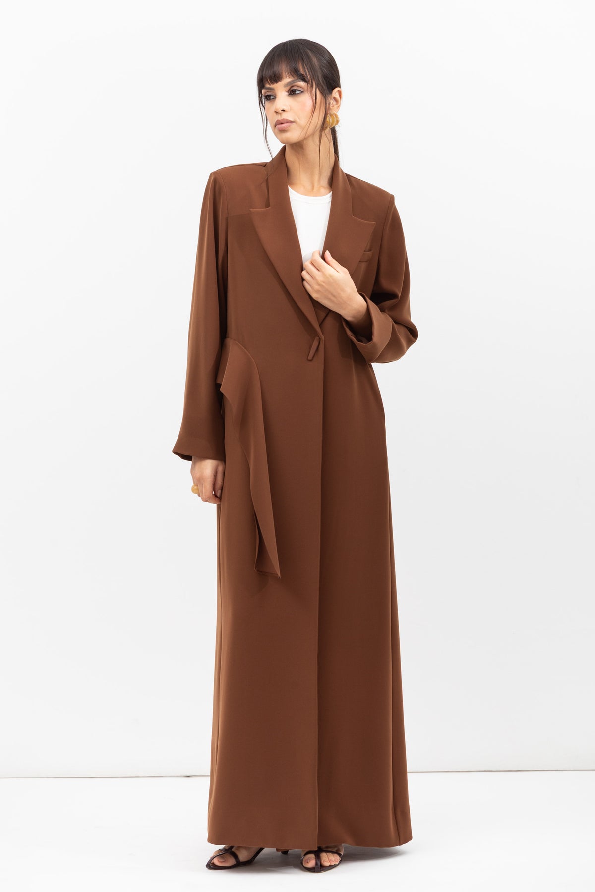 Tuxedo Abaya with Sash in Brown