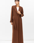 Tuxedo Abaya with Sash in Brown