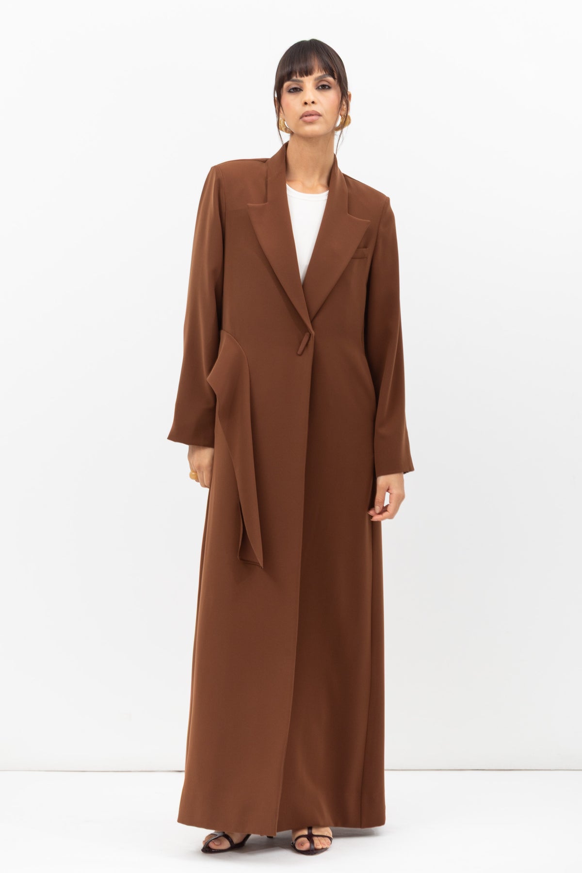 Tuxedo Abaya with Sash in Brown
