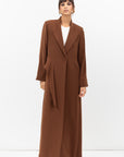 Tuxedo Abaya with Sash in Brown RTW