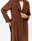 Tuxedo Abaya with Sash in Brown RTW