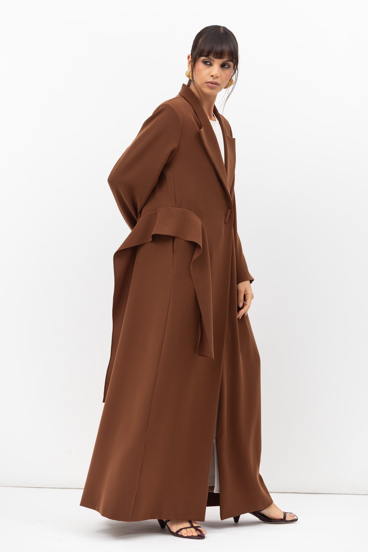 Tuxedo Abaya with Sash in Brown