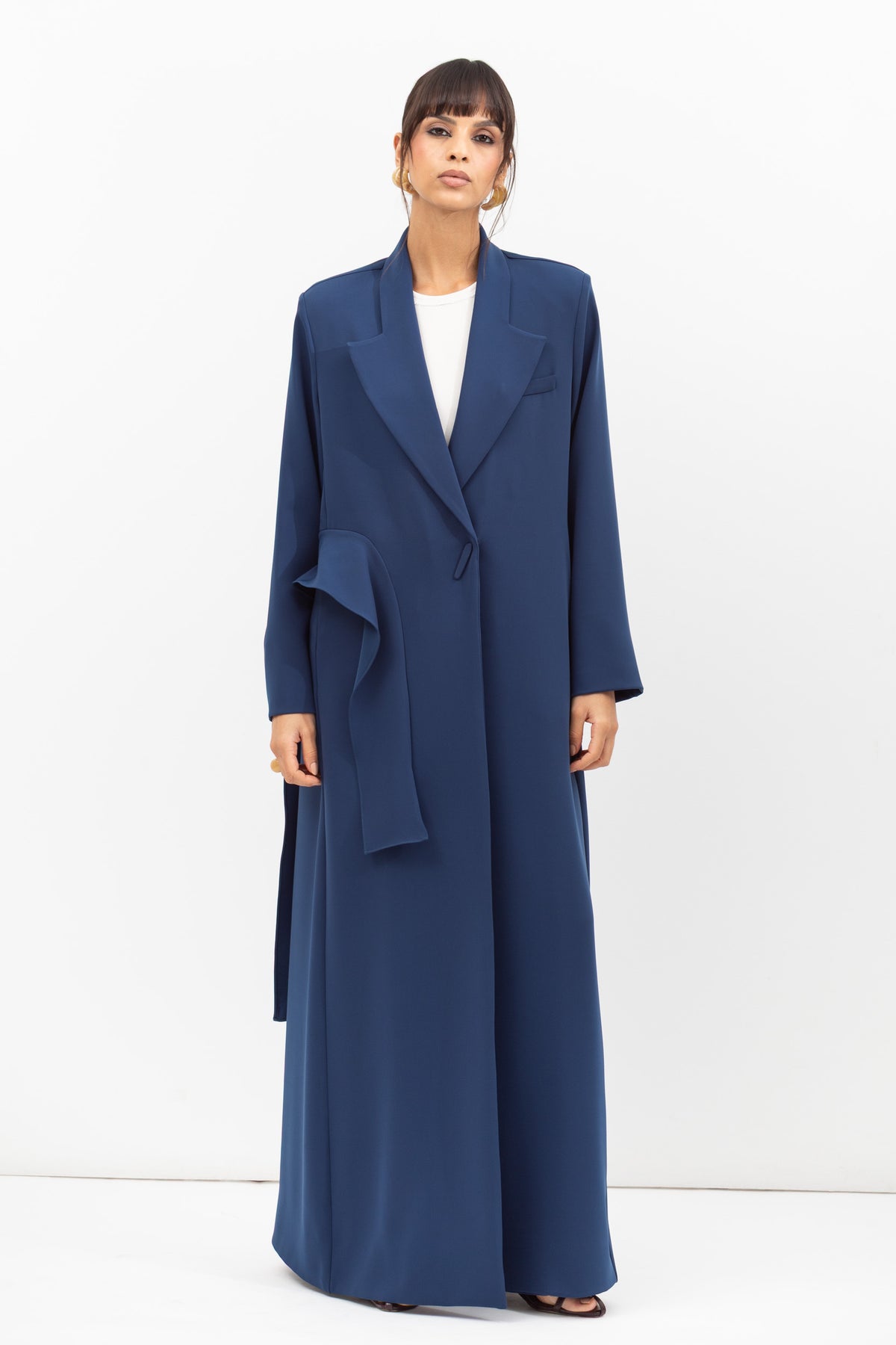 Tuxedo Abaya with Sash in Blue