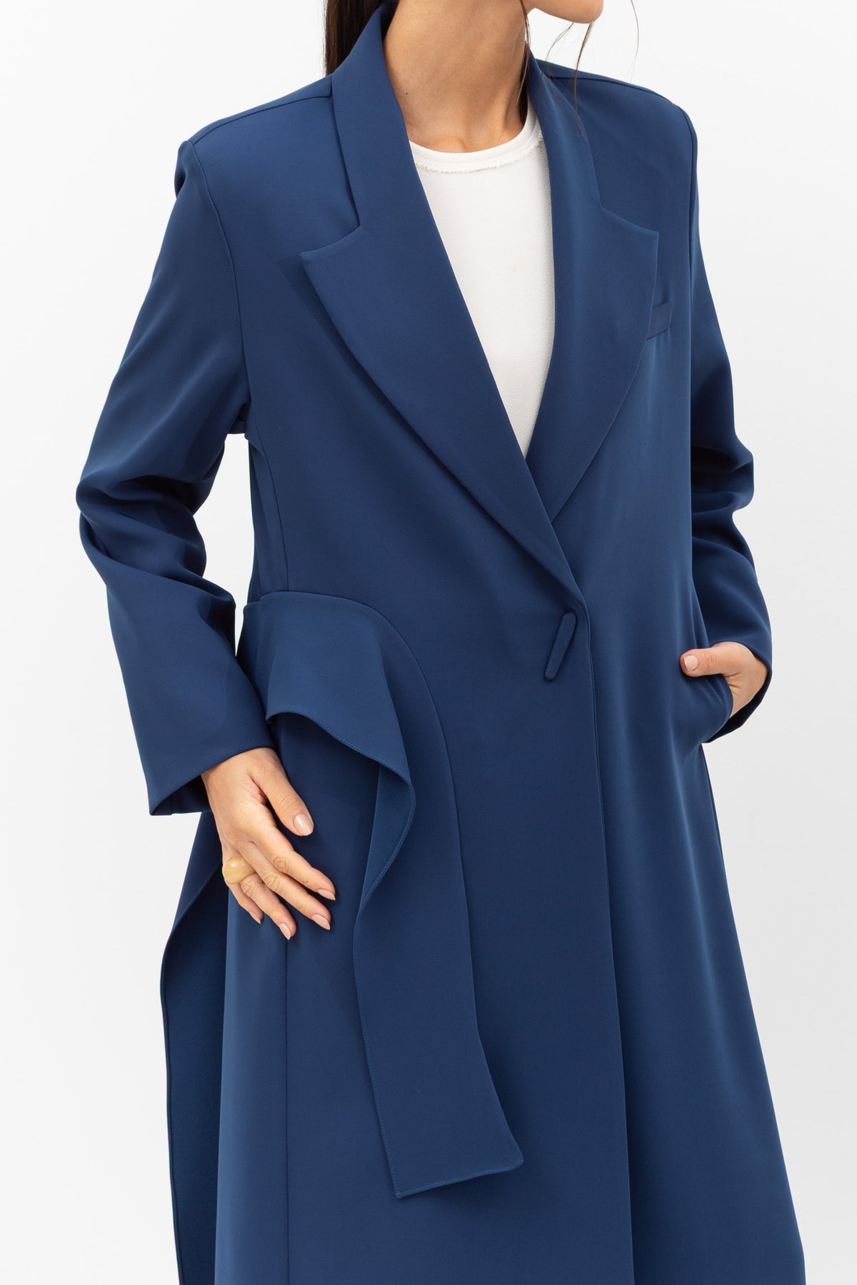 Tuxedo Abaya with Sash in Blue