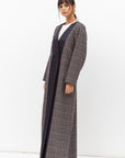 Winter Coat Abaya in Blue Pattern