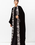 Velvet Abaya with Printed Black