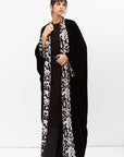 Velvet Abaya with Printed Black