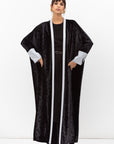 Velvet Butterfly Abaya in Printed Grey Black RTW