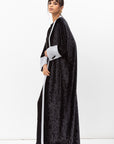 Velvet Butterfly Abaya in Printed Grey Black RTW