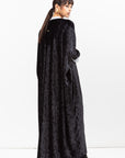 Velvet Butterfly Abaya in Printed Grey Black