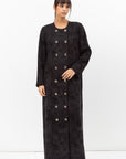 Front Closing Jacquard Abaya in Black