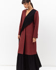 Shawl Collar Abaya with Palm Tree Prints in Brick Red