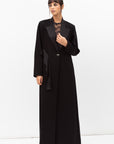 Tuxedo Abaya with Sash in Black RTW