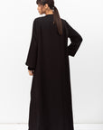 Winter Coat Abaya with Velvet Front in Black