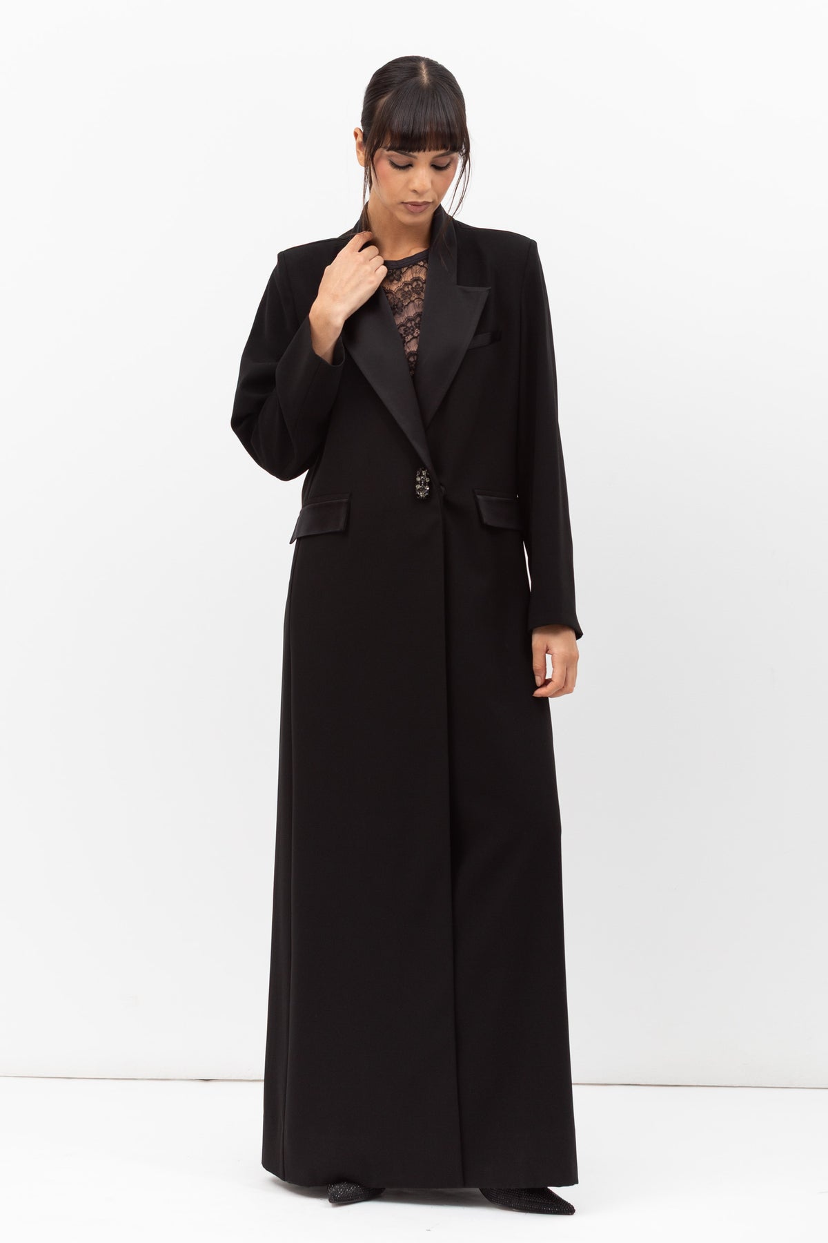 Tuxedo Abaya in Summer Black RTW