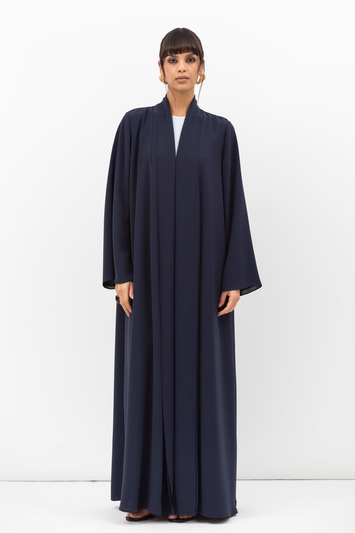 Fluid Shawl Lapel Abaya in Teal Blue